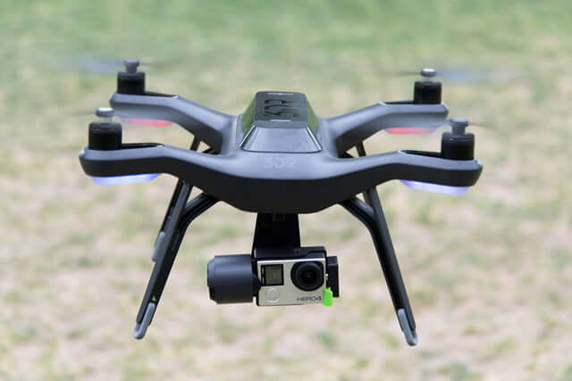 Black 3dr Solo drone with camera on it