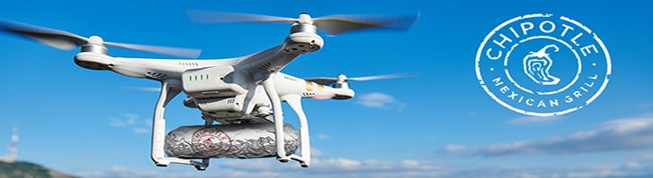 Drone dropping a package with food