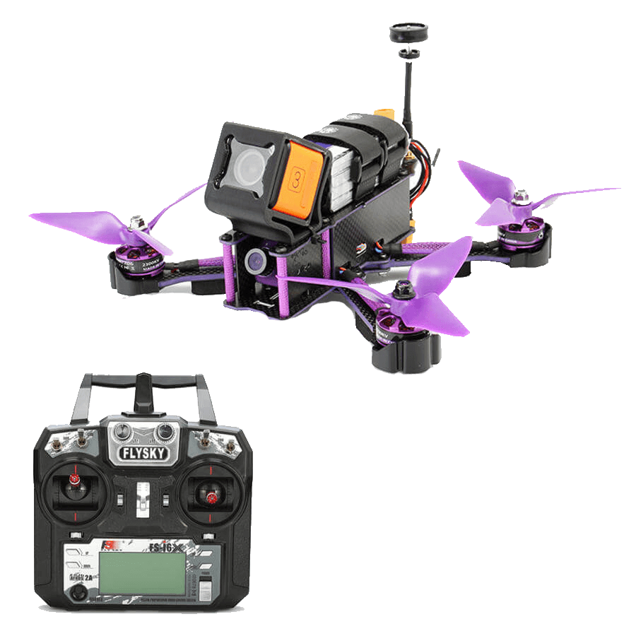 Flat purple drone with long distance controller